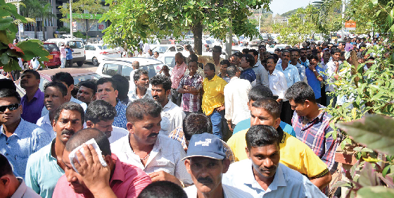 Mining dependents throng the streets of Panaji to drum up support for their demand of early resumption of mining. Mining dependents throng the streets of Panaji to drum up support for their demand of early resumption of mining.