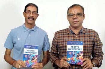 ﻿Brahmanand Shankhwalkar releases Rohit Bhandiye's new book 'Sports Commentary'
