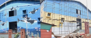 ﻿Whales out! GSIDC repaints fish market mural after objections
