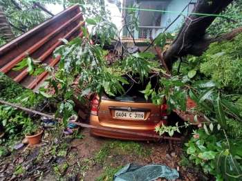 Sattari: Houses, car damaged as trees uproot due to rains, winds