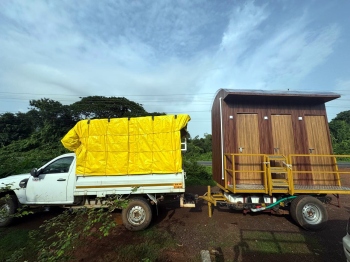 Mobile toilet facility for Canacona walking pilgrims to Pandharpur