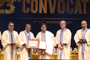 Acharya Balkrishna honoured with honorary PhD by UPES