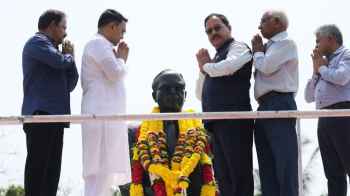 Ambedkar Bhavan foundation stone laid; to be completed and dedicated next Ambedkar Jayanti: CM