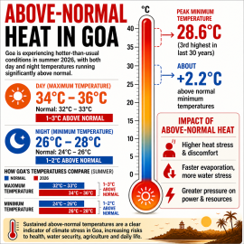 SPOTLIGHT | ﻿Dry winds, warm nights: No heatwave, yet 36°C heat makes Goa swelter