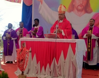 Goa pilgrims visit Miraculous Cross at Nandgad Hill