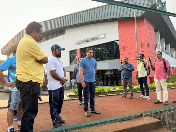Sports Minister Gaude takes stock of preparations at Ponda Sports Complex