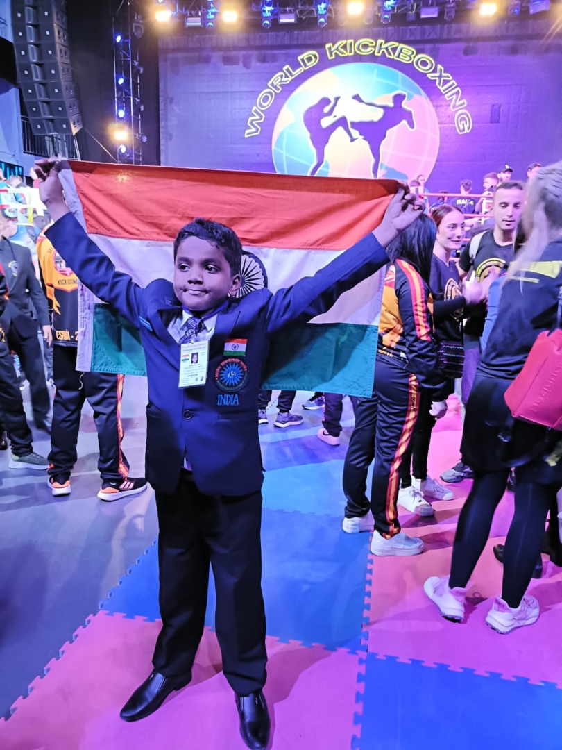 Unfazed by ADHD and autism, this boy bags   gold at World Kickboxing Championship