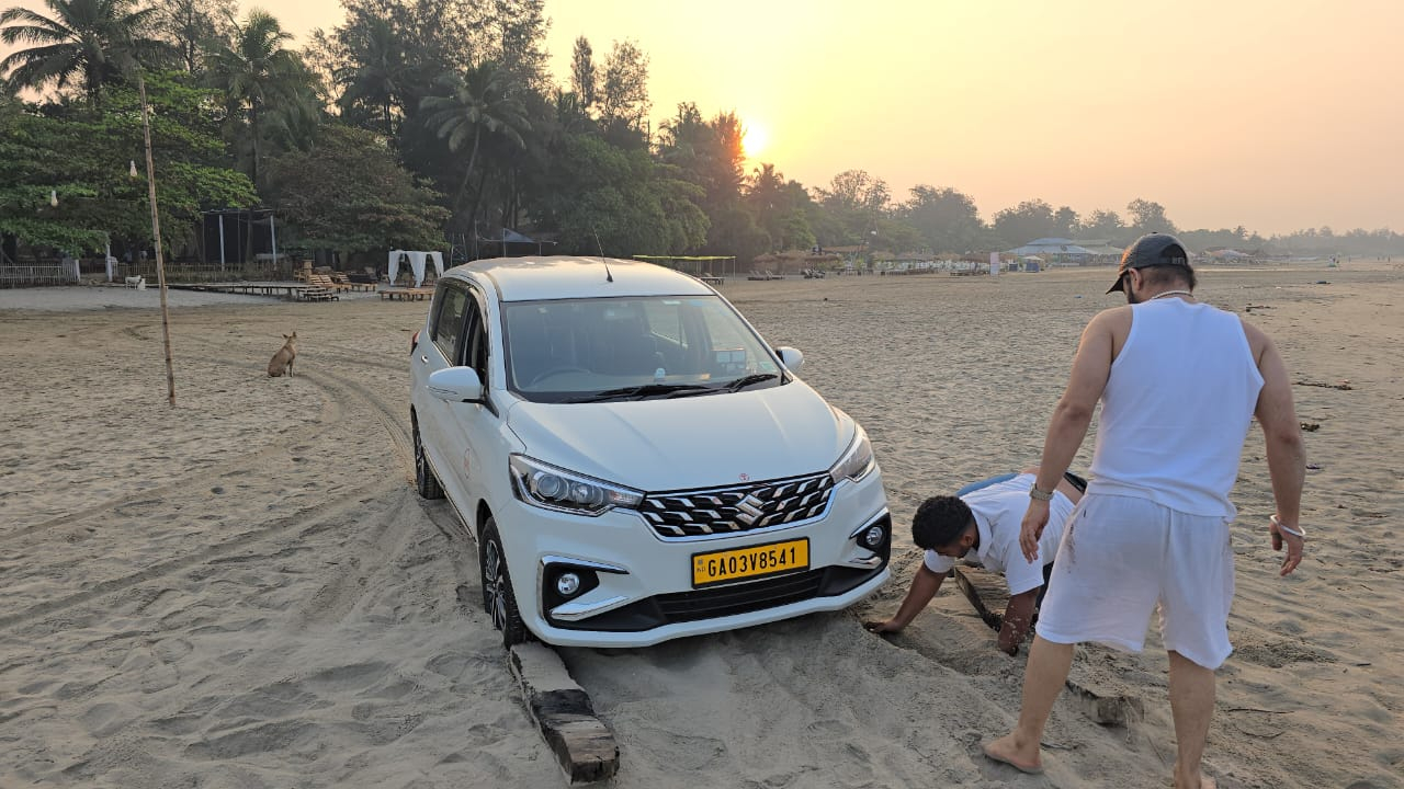 Police book 2 for driving vehicles on Morjim beach