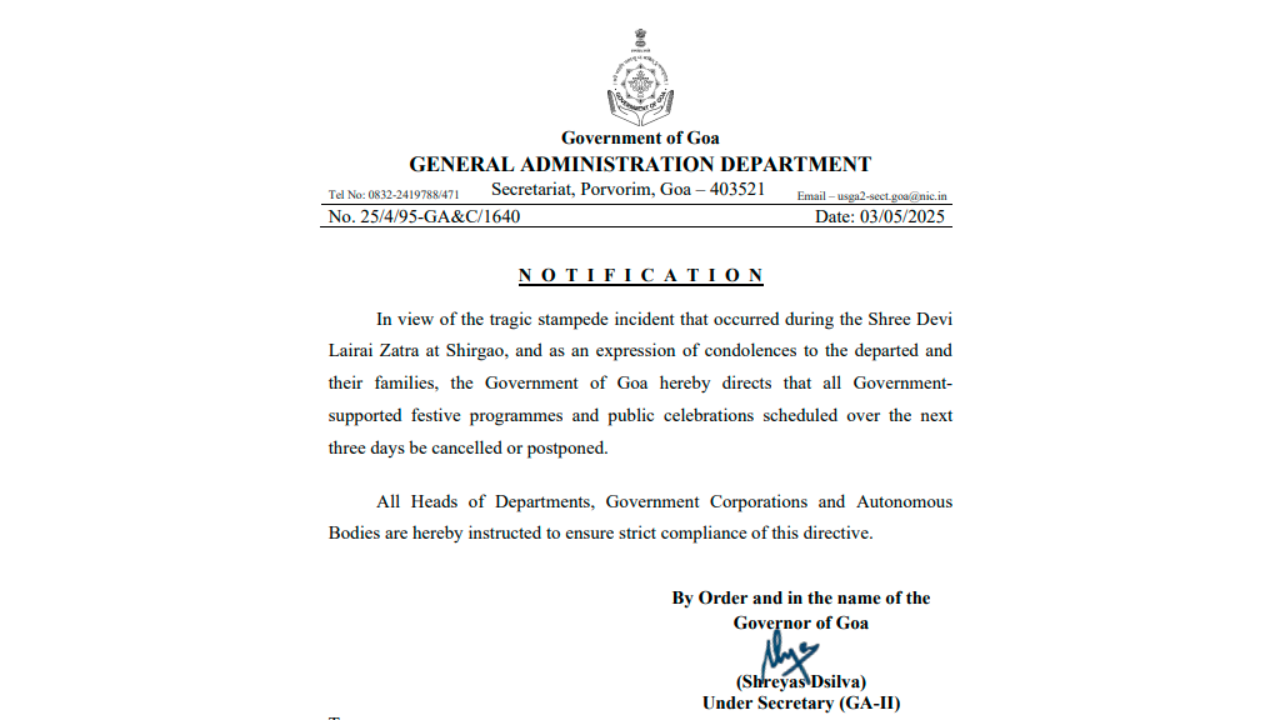 ﻿Goa govt cancels state events after Shirgao jatra stampede kills 6
