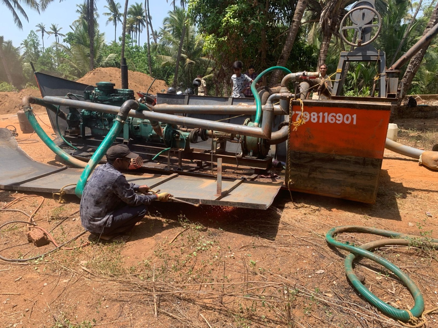 Officials destroy sand mining   suction pump at Xelvona