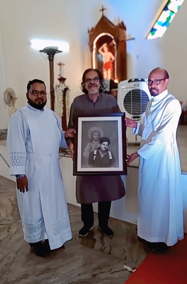 ﻿‘Jesus my Guide’ painting presented   to St Sebastian Church, Aquem