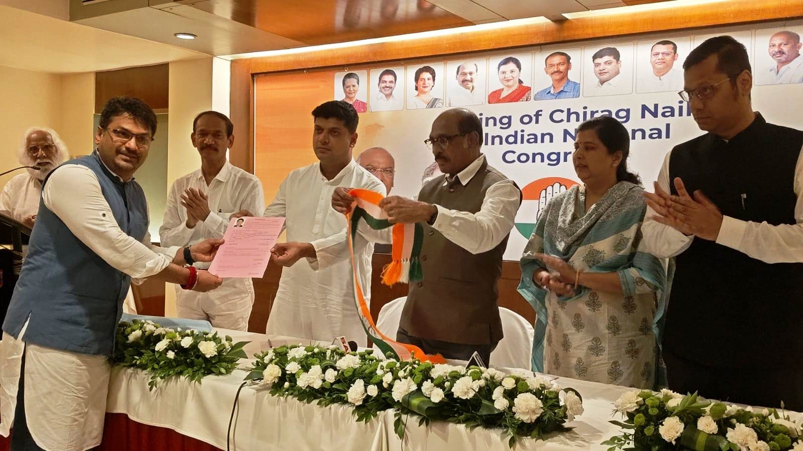﻿Chirag Naik joins Cong, sets stage for political showdown in Margao