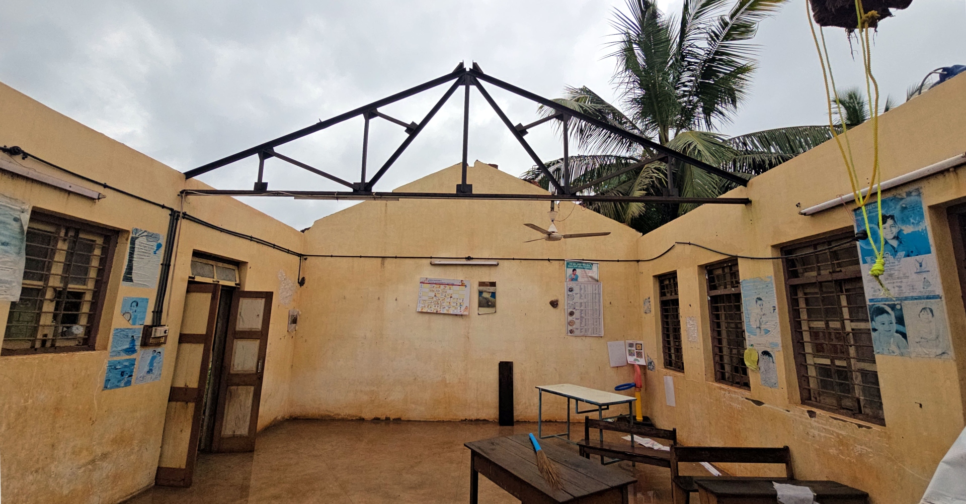 Pernem govt school without roof; books, property damaged in rain