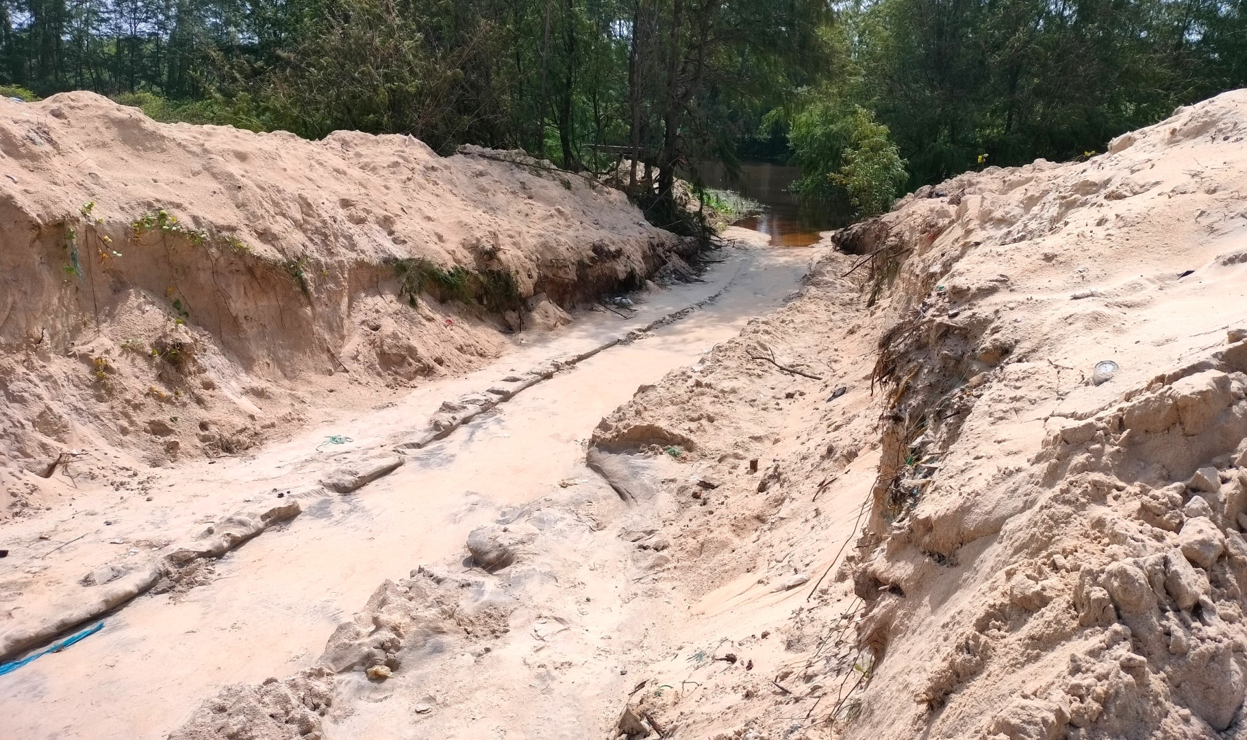Pedda villagers protest over   illegal cutting of sand dune