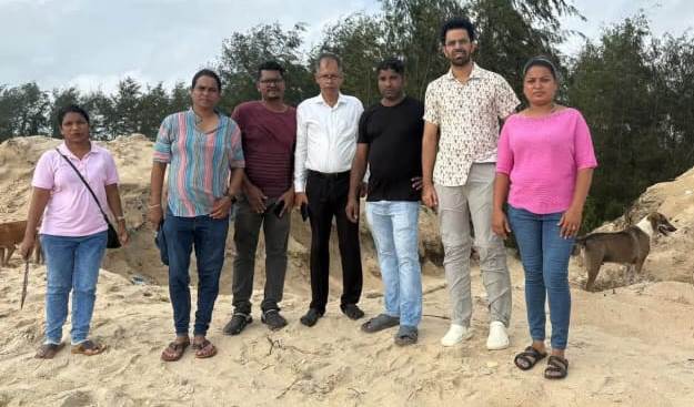 Officials inspect damaged sand dune at Pedda-Varca