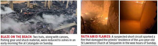 Twin blazes rock Calangute-Candolim belt