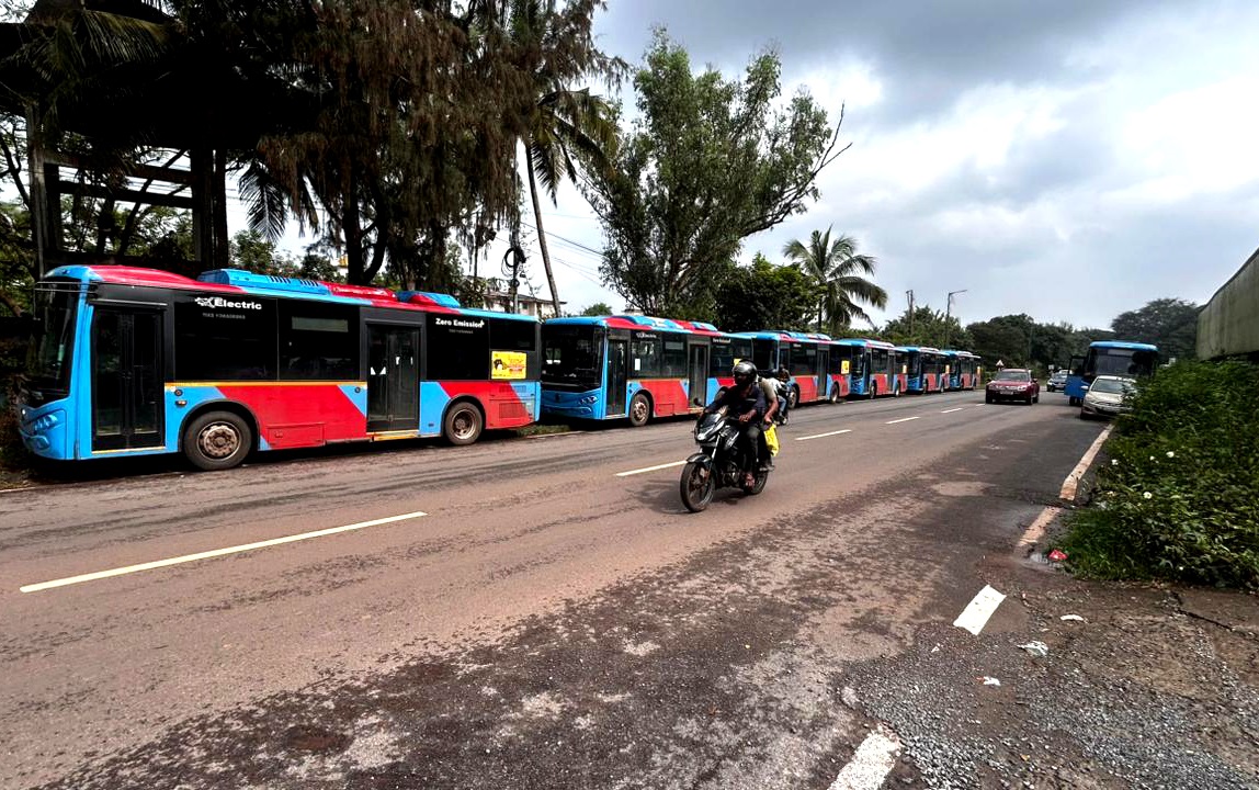 EV bus commuters stranded in Panaji as drivers strike over delayed salary