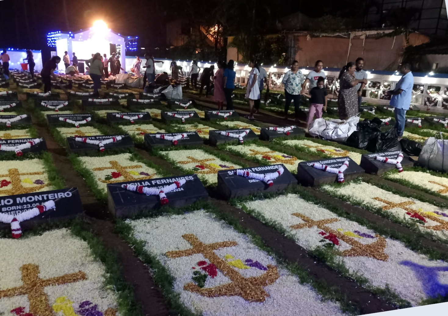 Uniform decoration at Agonda cemetery for All Souls’ Day