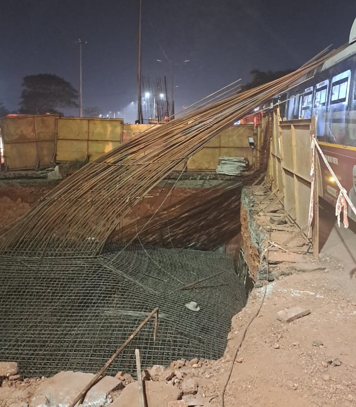 Narrow escape for KTC bus as steel bars fall on roof