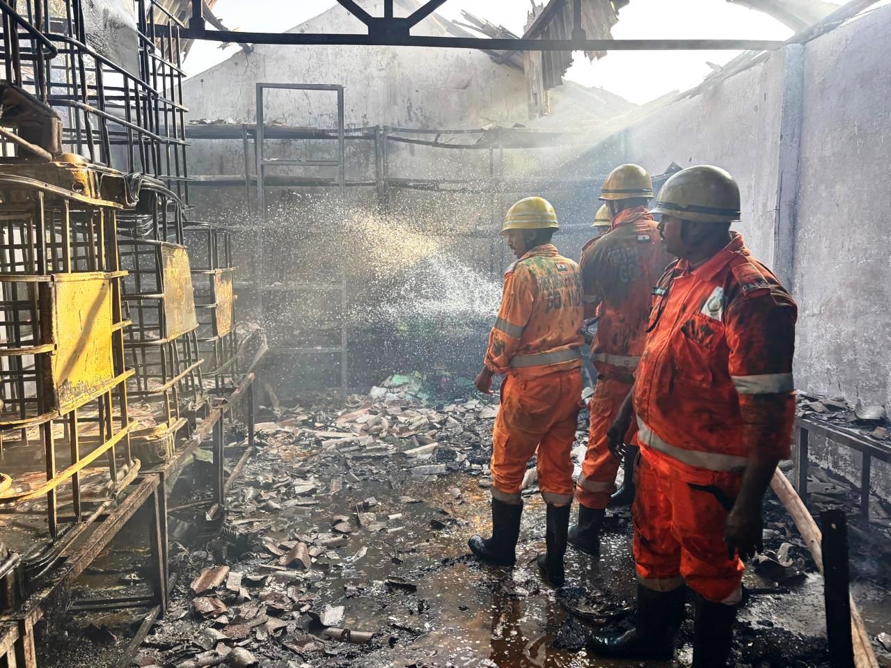 Blaze ravages factory at Nessai industrial estate