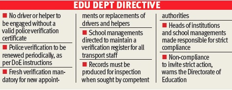 After sexual assault, police verification now must for all school transport staff