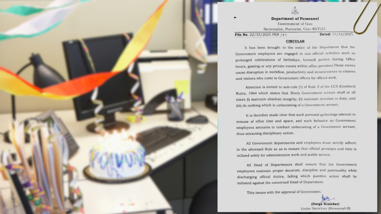 Goa govt notice cracks down on office-time celebrations, warns of disciplinary action