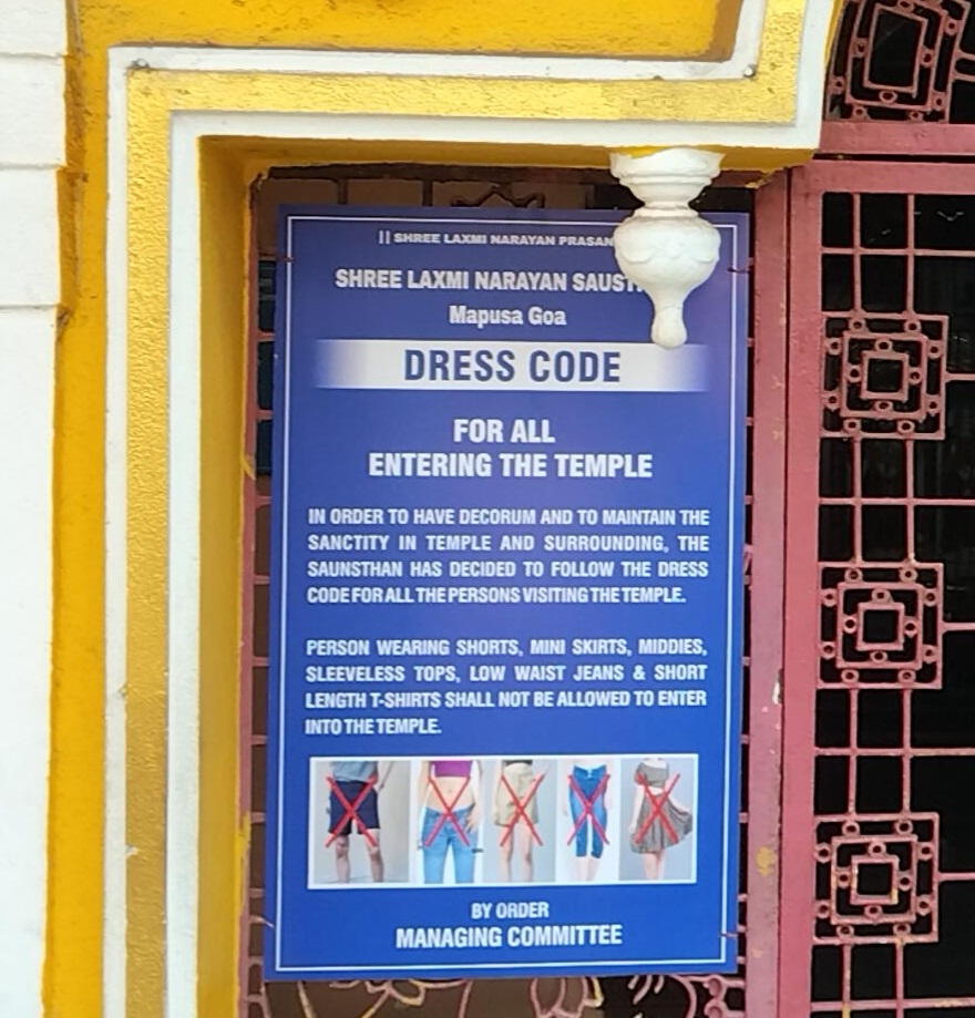 At Mapusa’s temple door, reverence comes with a mandatory dress code