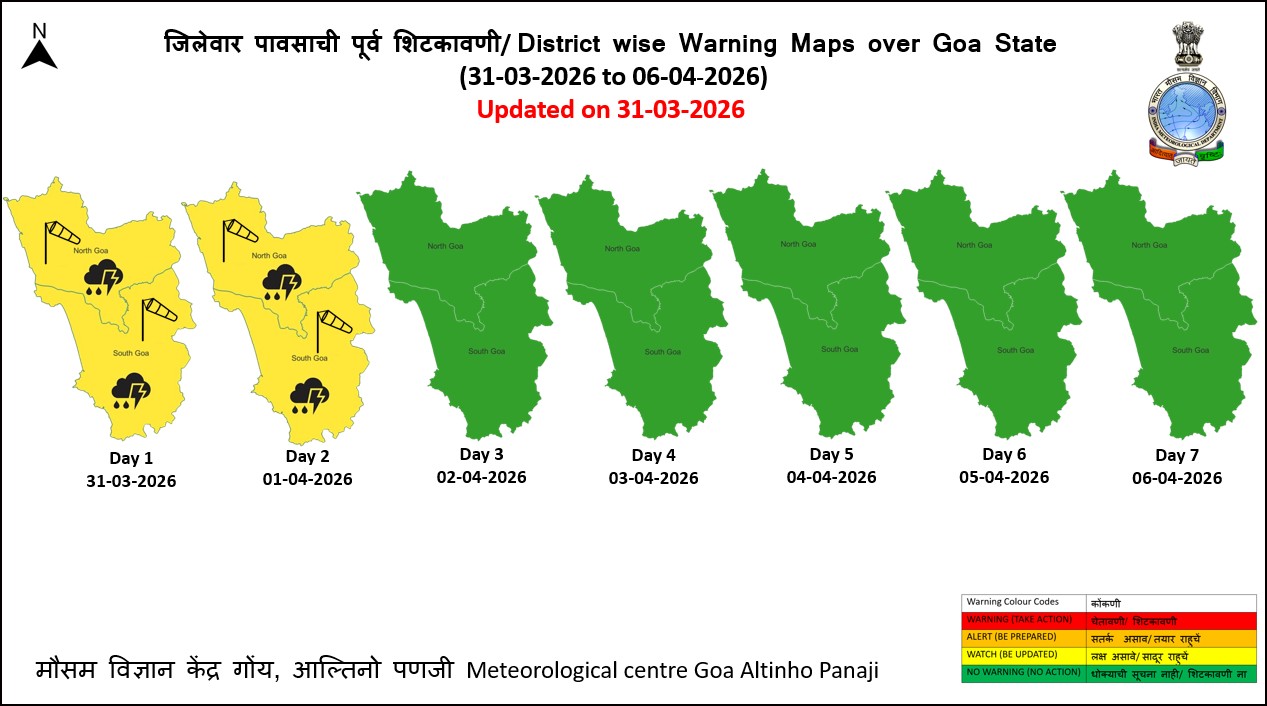 IMD Goa issues yellow alert; thunderstorms, gusty winds likely till April 2