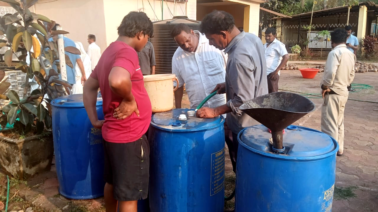 Contaminated water pumped out from Sancoale church well
