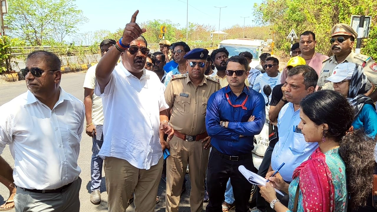Mormugao MLA confronts NHAI over retaining wall project at Sada