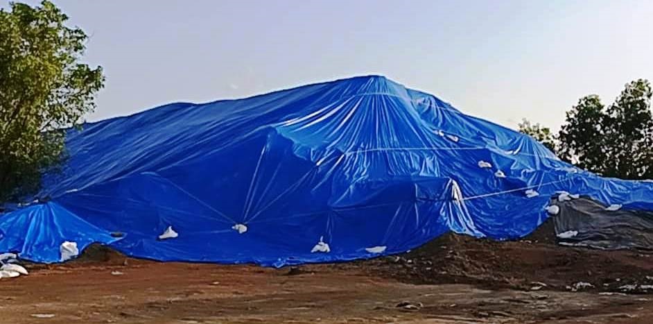 Zinc waste dump in Cuncolim covered ahead of monsoon