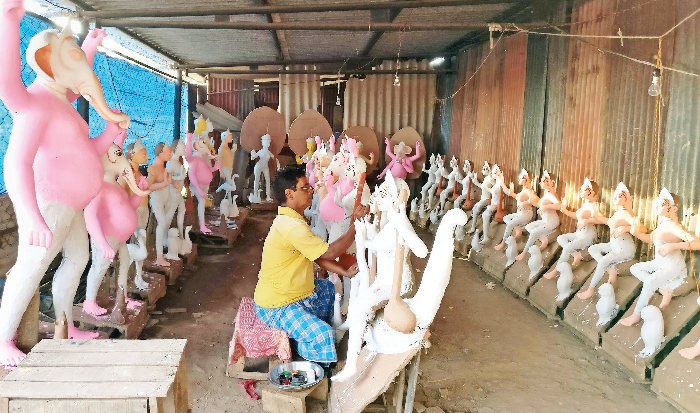 Zuarinagar, a hub for Durga idols catering to Bengalis in State