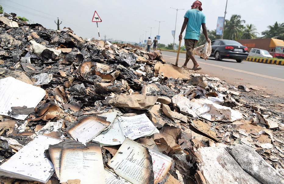 RTO dumps burnt documents along Ribandar bypass