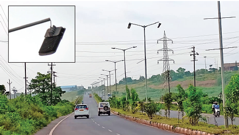 LED fixtures hang dangerously on airport highway, pose danger