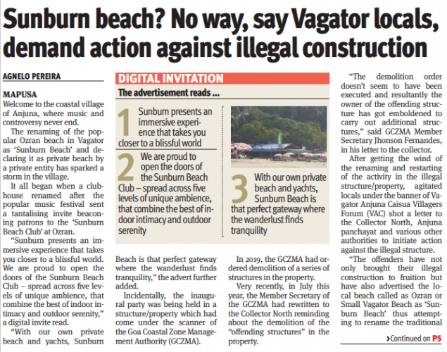 Controversial Sunburn Beach Club sealed in Anjuna