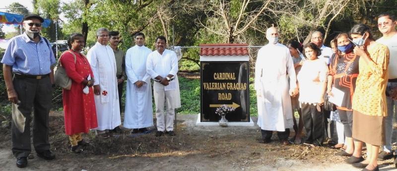﻿Plaque of Cardinal Valerian Gracias Road installed