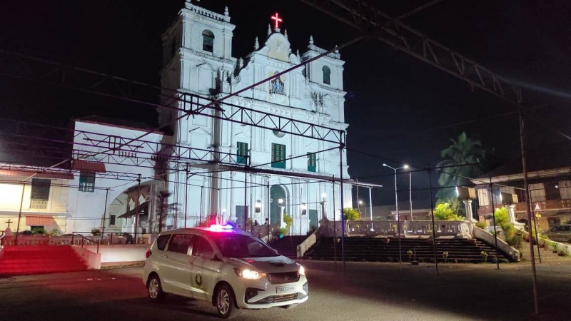 Day after vandalising incident, police make presence inside Margao church premises