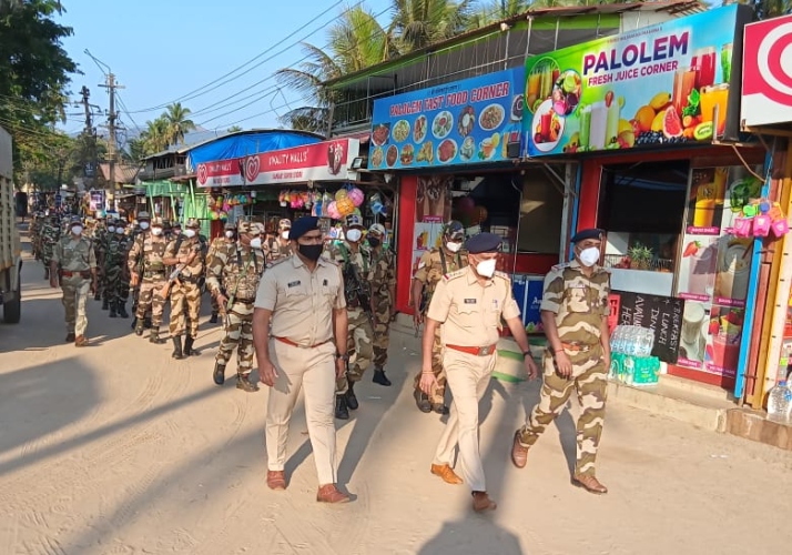 Police, CISF conduct flag march in Canacona