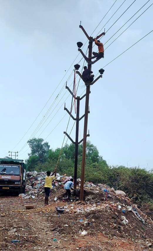 Power dept takes up temporary measure, raises height of 33KV HT poles at Sonsodo