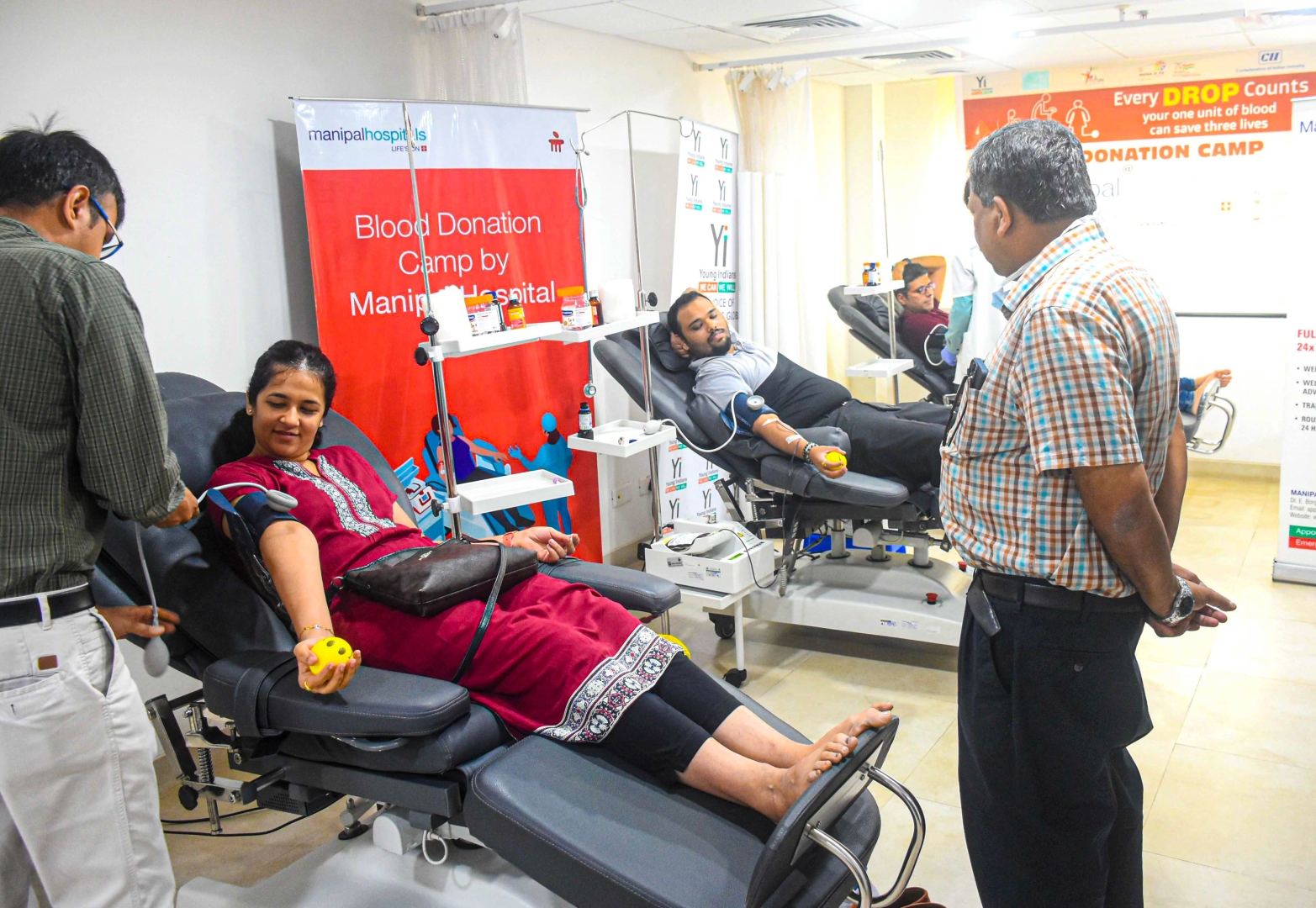 CII Young Indians donate  blood at Manipal Hospital
