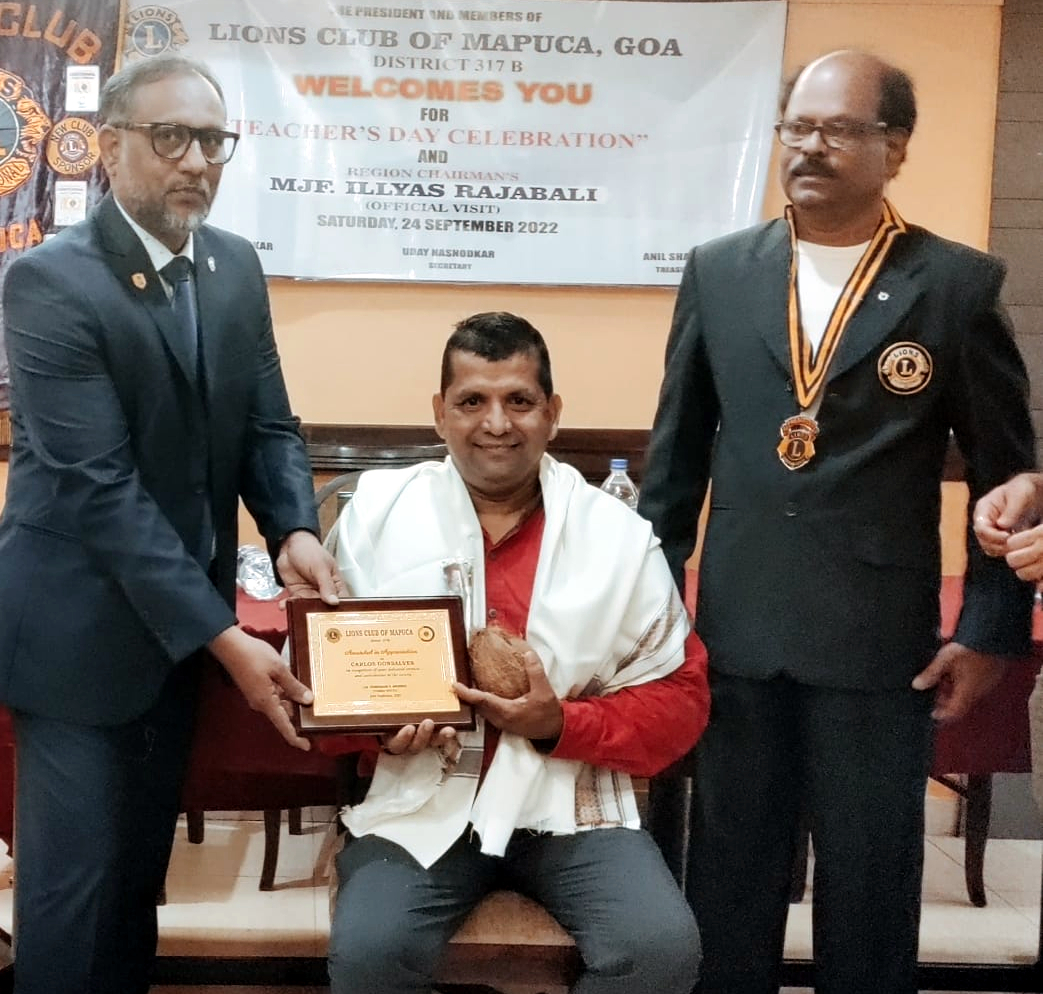 Percussionist Carlos Gonsalves felicitated in Mapusa
